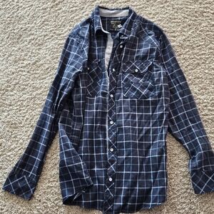 Random Access Navy Checkered Men's Shirt Size Small